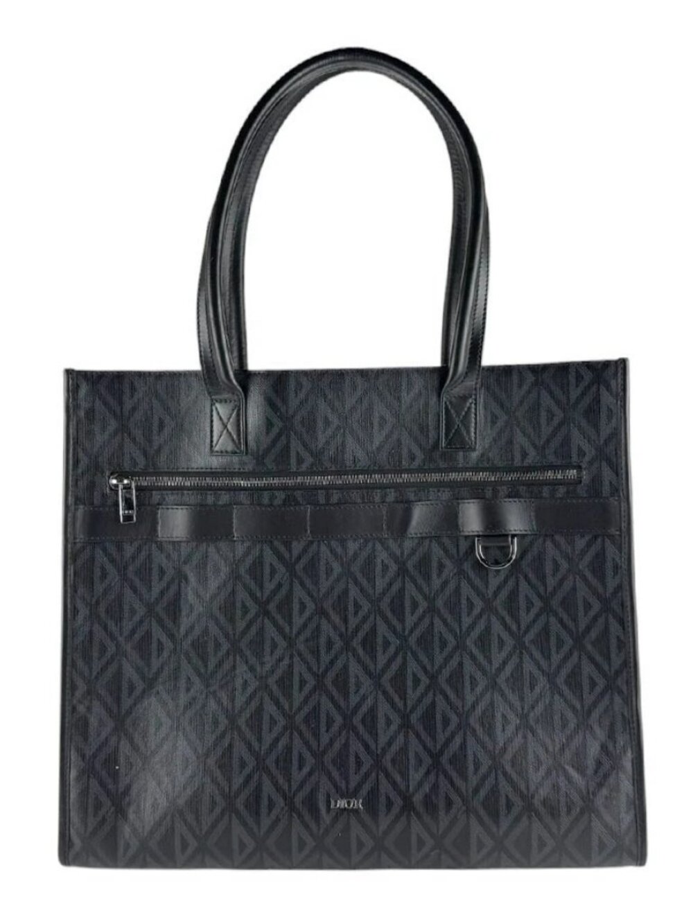 Christian Dior Safari Tote Handbag Black Leather